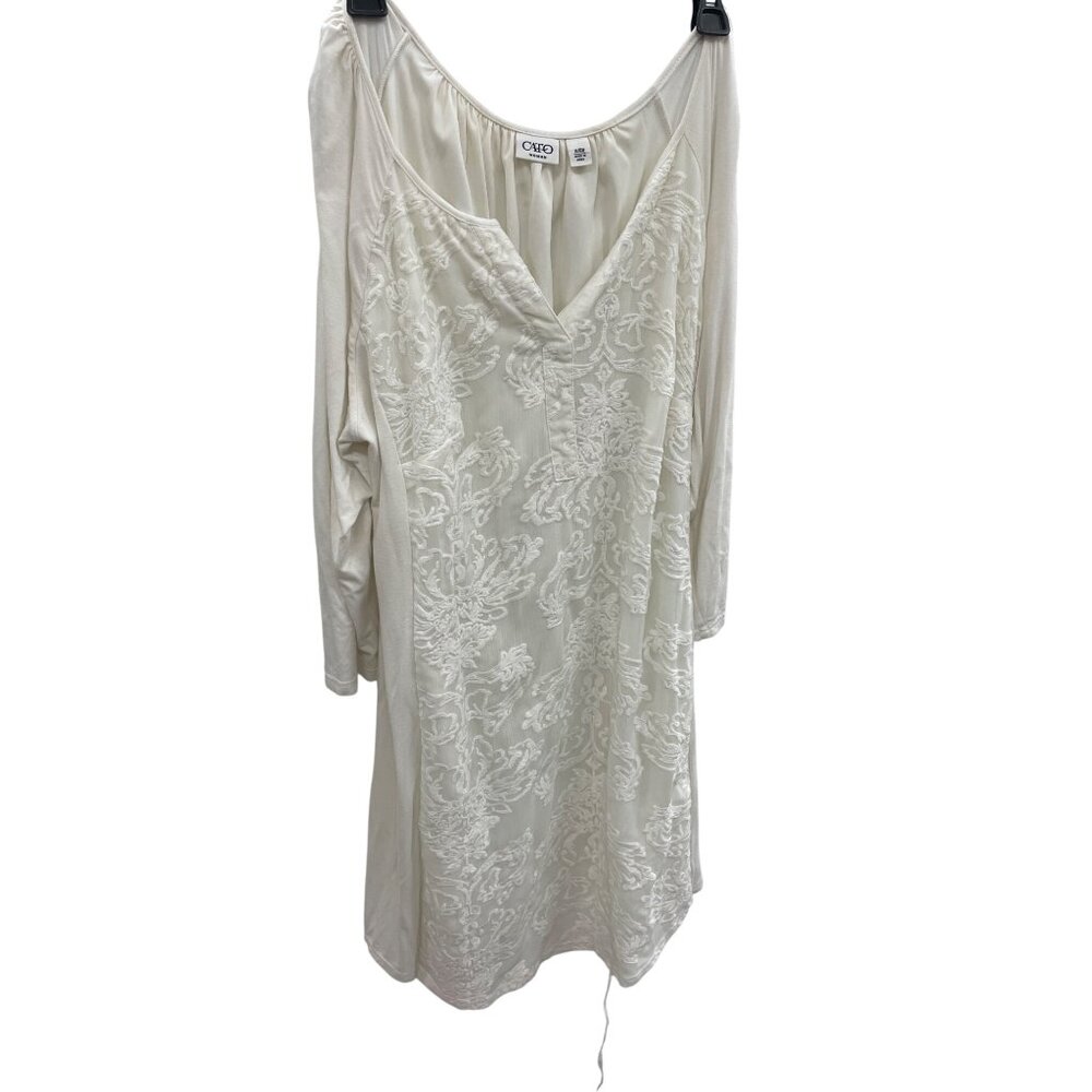 Cato Womens Beige Lace Embroidered Lined Midi Dress Size 14/16W SKU 8466